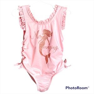 Penelope Mack Pink Glitter Mermaid Graphic One Piece Swimsuit Size 6